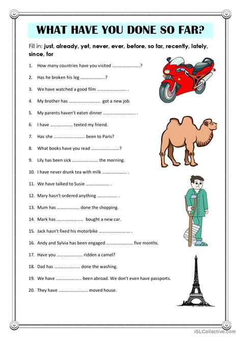 What Have You Done So Far English Esl Worksheets Pdf And Doc