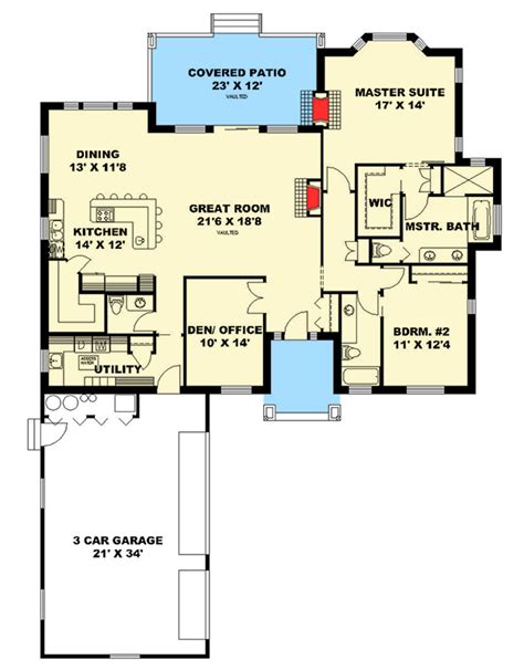 Plan 35525gh Exciting Two Bedroom Ranch House Plan One Level House