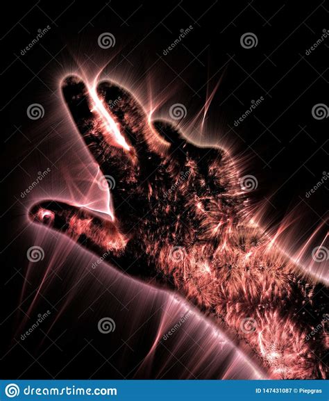 Kirlian Aura Photography Of A Glowing Human Male Hand