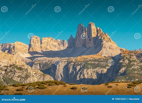 Beautiful Sunset In Magical Three Dolomite Peaks At The National Park