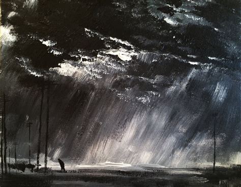 Contemporary Abstract Painting Dark Sky Near Wigan Acrylic On