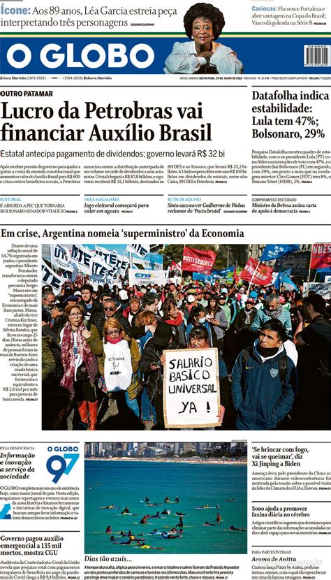 Capa O Globo Segunda De Junho De