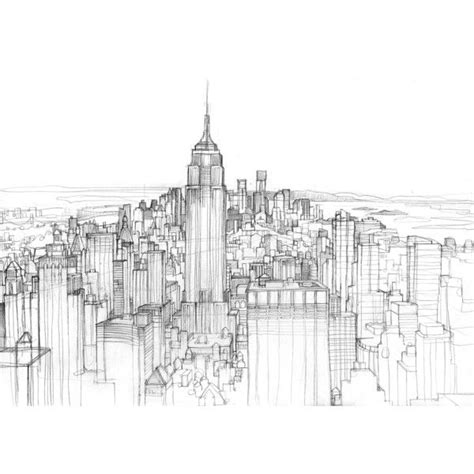 Manhattan Skyline Sketch Skyline Drawing New York Architecture New