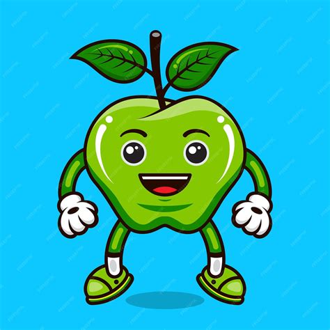 Premium Vector Hand Drawn Apple Cartoon Illustration