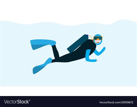 Underwater People Cartoon Scuba Diver Concept Vector Image