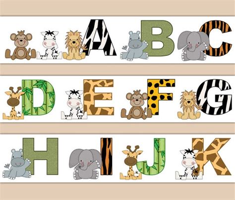 Jungle Safari Decal Animal Alphabet Wallpaper Border Wall