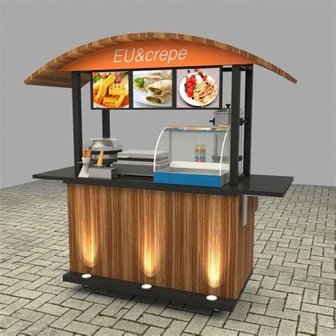 Wood Crepe Cart And Waffle Push Cart Portable Food Stand To Sweden In