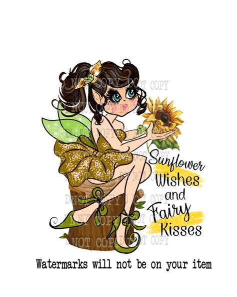 Sunflower Fairy Clipart Fairy Digital Download Sublimation Etsy