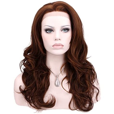 Keewig Synthetic Auburn Lace Front Wig Long Wavy Piano Blend Light And Dark Auburn