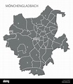 Mönchengladbach Stadtplan mit Bezirken Grau Abbildung silhouette Form ...