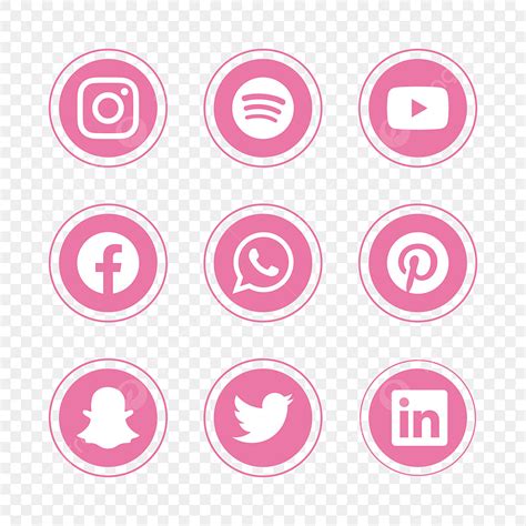 Pink Social Media Vector Hd Images Stylized Social Media Pink Icons