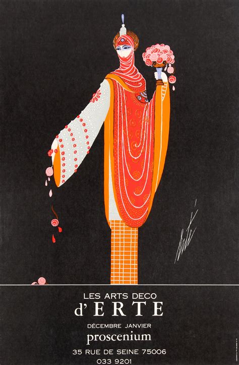 Erte Exhibition Art Deco 1970s Original Vintage Poster Featuring