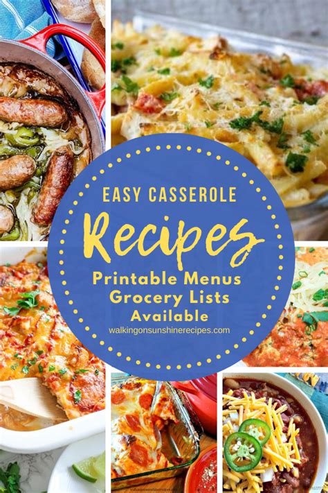 Vegetarian theme dinner meatless monday taco tuesday fish friday. Meal Plan 3 - Easy Casserole Recipes | Walking on Sunshine ...