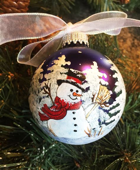 Personalized Hand Painted Snowman Christmas Ornament