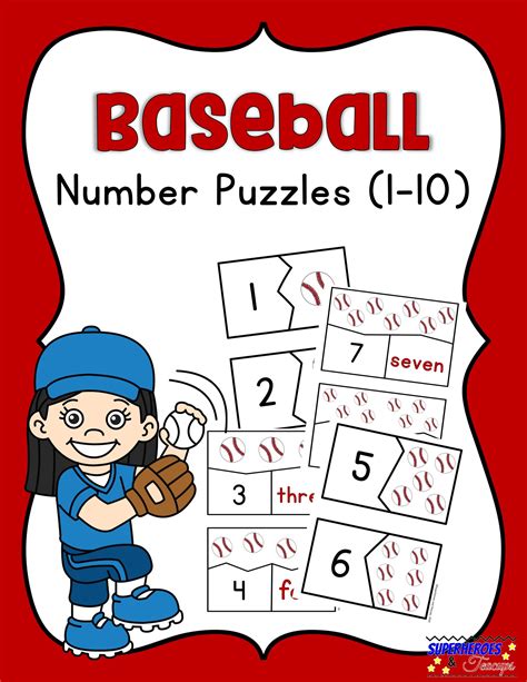Baseball Number Puzzles Free Printable Baseball Numbers Number