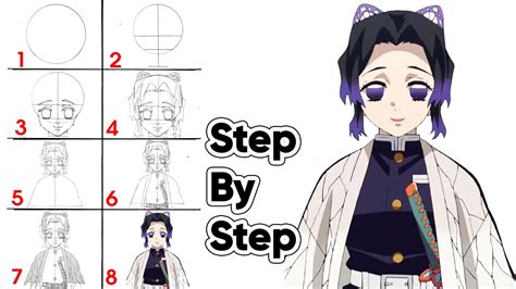 How To Draw Shinobu Kocho Easy Step By Step Demon Slayer Kimetsu No
