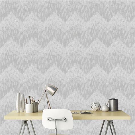 Silver Glitter Chevron Wallpaper