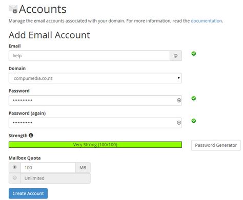 Next, add a url (there is a little grey pencil beside the field); Creating a New Email Account - NZServers