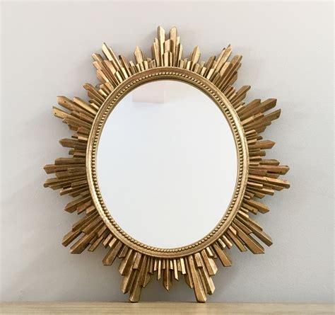 Gold Starburst Mirror Syroco Wood MCM Mid century Hollywood Regency 