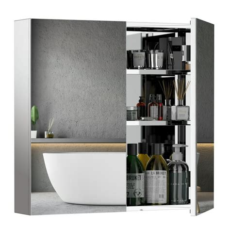 Homcom 24 X 22 Inch Stainless Steel Medicine Cabinet Wall Mounted