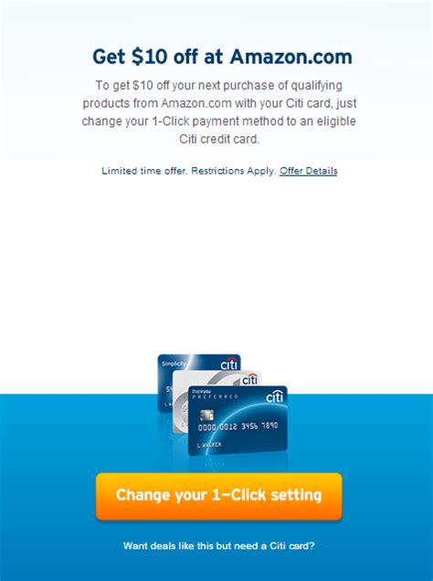 With the store cards, you can get six, 12 or 24 months to pay off your minimum purchase of $150, $600 and $800, respectively. $10 Free Amazon Credit w/ 1-Click Payment (Citi Credit ...