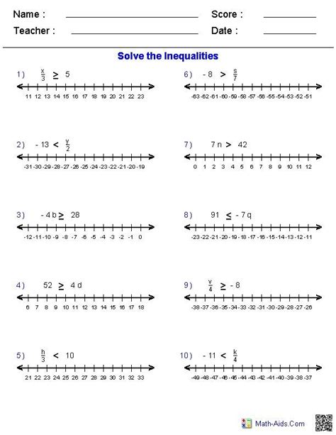 Math worksheets 4 kids' has a huge collection of printable worksheets and teaching. Solving And Graphing Inequalities Worksheet Answer Key Pdf ...