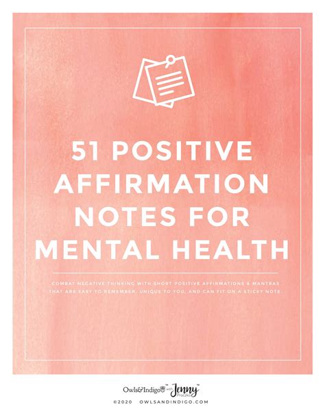 51 Positive Affirmations Mantras For Mental Health Free Printable