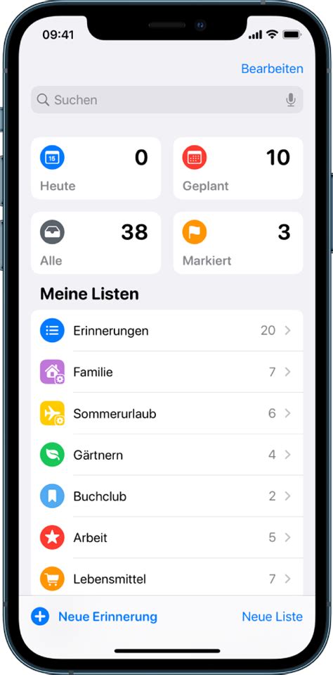 Verwalten Von Listen In Der App „erinnerungen Auf Dem Iphone Apple