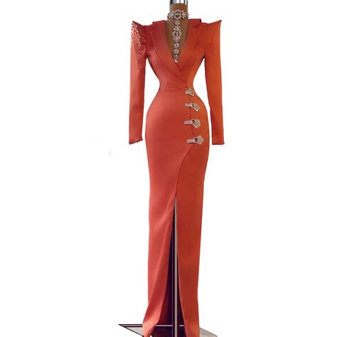 Suit Collar Front Slit Red Carpet Dresses платья на выпускной 2021