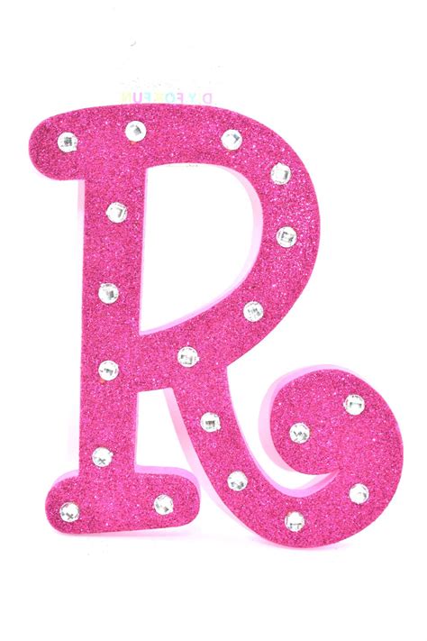 7 Pink Glitter Rhinestone Foam Letter R Foam Letters Letter R Pink Glitter