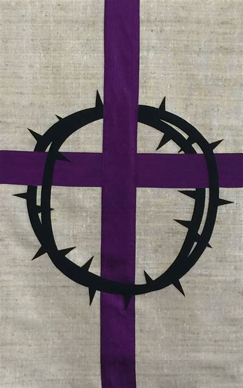 Lenten Array Banner With Purple Cross And Crown Of Thorns Church