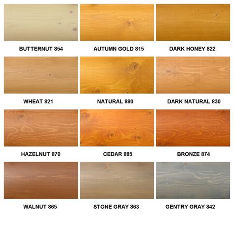Pine Wood Stain Color Chart
