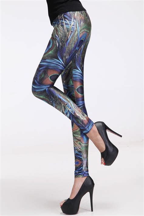 Peacock Feather Legging Gray Fashion Clothing Store Fashion Clothes