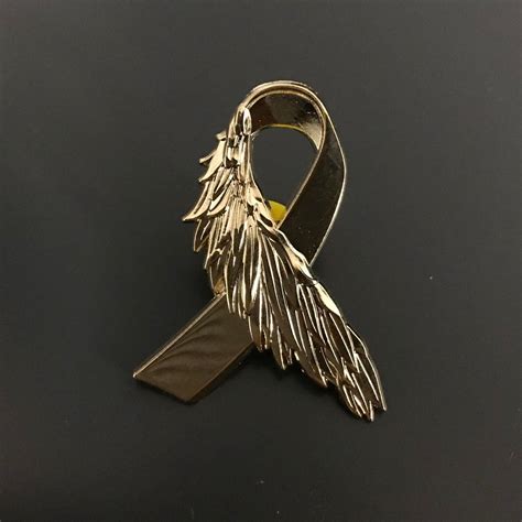 Gold Ribbon With Wings Lapel Pin Acco Store