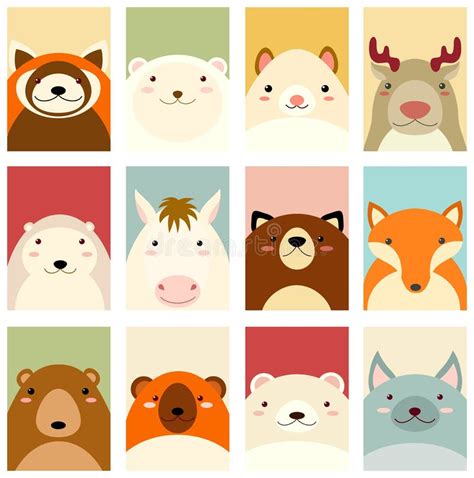 Set Of Banners With Cute Animals Stock Vector Illustration Of Flat