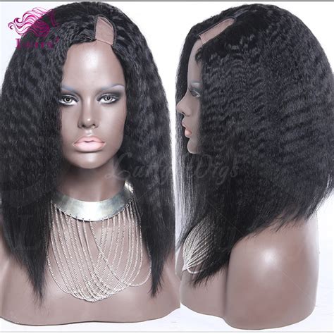 Virgin Brazilian Kinky Straight U Part Wig Unprocessed Human Hair Upart Bob Style Wigs With