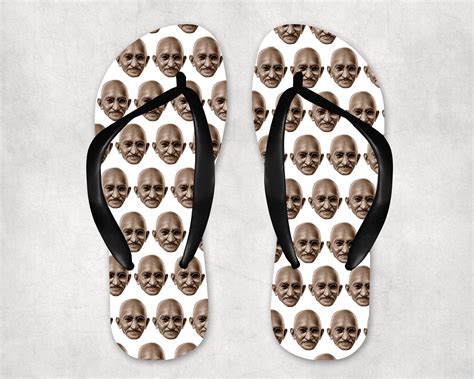 Flip Flops With Mahatma Gandhi Face Print Classic Flat Comfortable