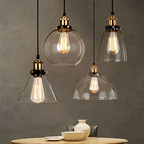 Modern Vintage Industrial Retro Loft Glass Ceiling Lamp Shade Pendant