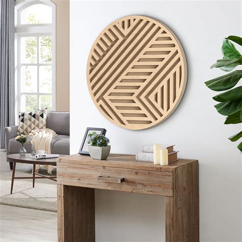 Modern Wood Wall Art Round Geometric Wood Wall Art Round Etsy