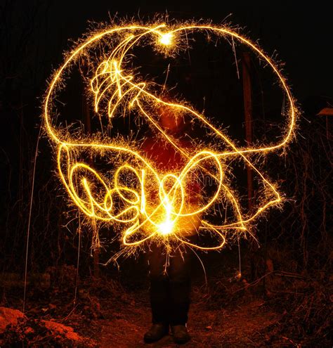 Hudozhniki Juggling With Two Flaming Poi S On Fire Prolonged Exposure