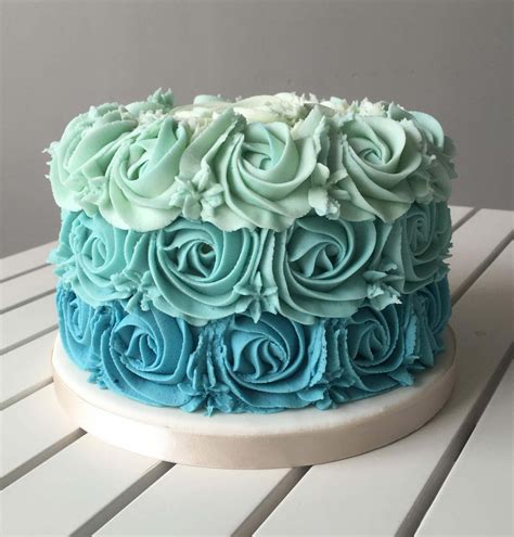 Blue Ombre Rosette Layer Cake Layer Cakes