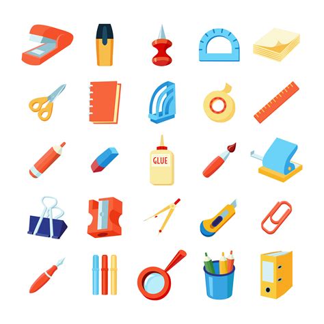 Colorful Stationery Icons Set 483206 Vector Art At Vecteezy