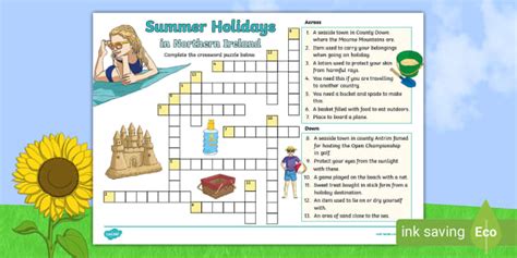 Summer Holidays Crossword Puzzle Twinkl Resources Twinkl