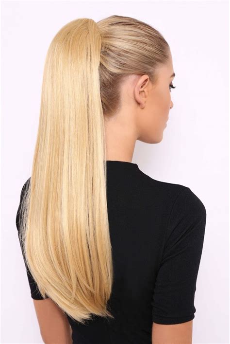 Sleek Full Body Ponytail Straight Blonde Hair Model Hair Long Hair Ponytail