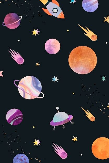 Premium Vector Colorful Galaxy Watercolor Doodle On Black Background