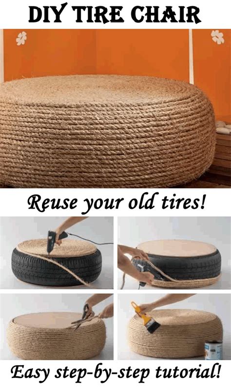 Drill holes into the wooden palettes, this will be screwed to the tire and will eventually be the back of your chair. DIY Tire Chair | Rope crafts diy, Tire chair, Tire chairs