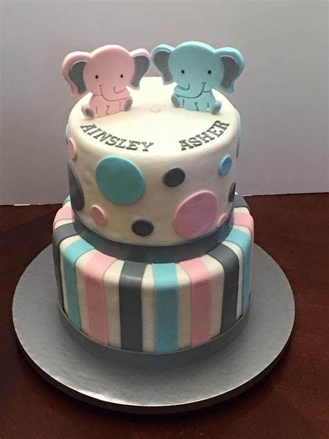 Twins Elephant Theme Baby Shower Unique Baby Shower Cakes Twin Baby