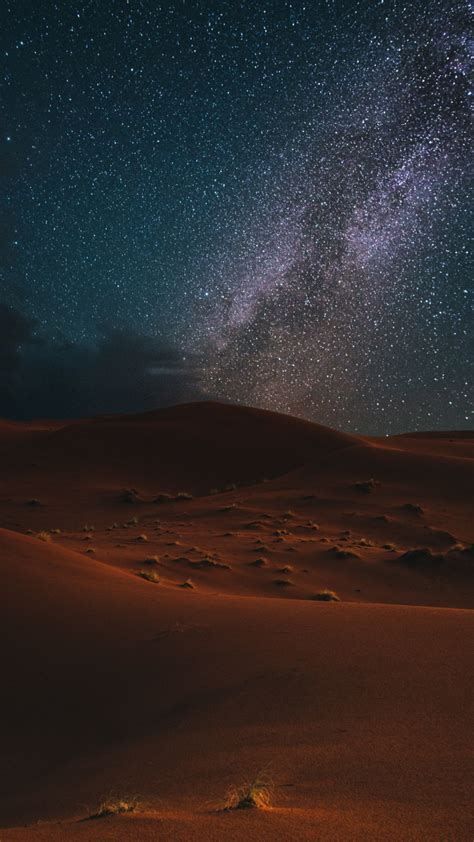 Download Desert Night Milky Way Starry Sky 720x1280 Wallpaper