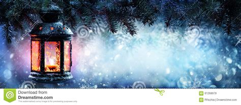 Christmas Lantern On Snow Stock Image Image Of Greeting 61268979