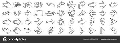 Arrows Pictograms Vector Set Arrows Symbol Collection Isometric Outline